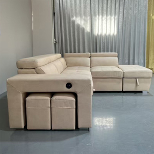 Nuovo Design Set di Divani in Pelle PU a Forma di L, Divano Letto Moderno Decorativo Convertibile per Soggiorno - Product Image 6