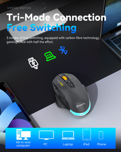 MKESPN W601 Wholesale Carbon Fiber Wireless Three-mode Macro-defined right Hand Gaming <b>Mouse</b> 12800DPI Stock - Product Image 6