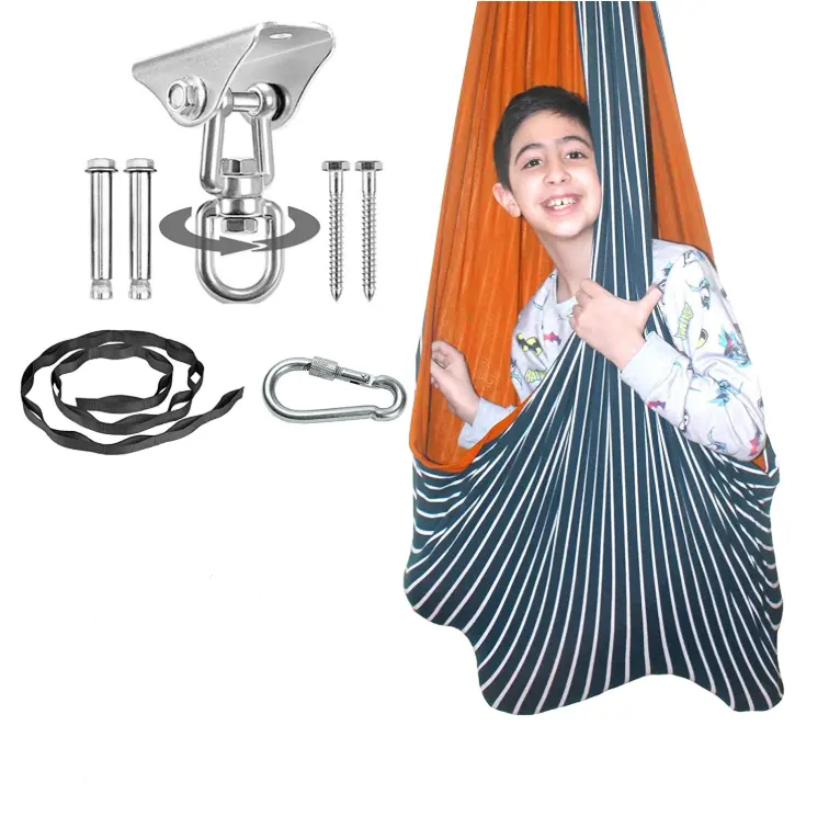 Indoor Therapy Sensory Swing for Kids with Mounting Hardware, Adjustable Cuddle Hammock Swings Has Calming Effect