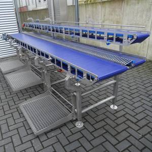 Fabrika Çıkışlı Gıda Sınıfı Modüler Bantlı Konveyör, Meyve ve Sebzeler için Su Damlama Tepsisi ile Düz Üstlü Düz Konveyör - Product Image 3