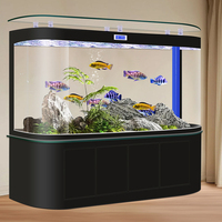Aquarium pour poissons rouges à double cercle intégré avec verre thermofréssé et filtration par le fond