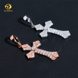 Liontin Salib Ukuran Kecil Harga Terjangkau Perak <span class=keywords><strong>Sterling</strong></span> 925 Bertabur Kristal Kalung Rantai Hip Hop Perhiasan Berkualitas - Product Image 6