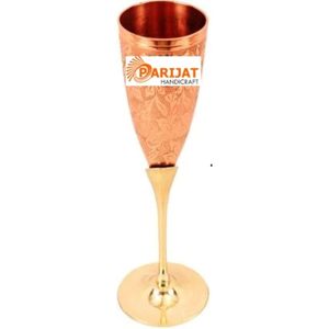 PARIJAT Handicraft Elegant Gold Wine Goblet Embossed <b>Plastic</b> and Pottery Cocktail Glass <b>Drinkware</b> Set - Product Image 2