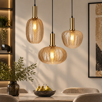 Luminaire suspendu en verre côtelé de style nordique moderne, lampe suspendue colorée, éclairage de plafond design pour îlot de cuisine, salle à manger