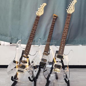 Vente directe d'usine de guitares électriques sans tête avec manche en érable, touche en palissandre et corps en acrylique. - Product Image 1