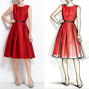 Robe trapèze sans manches élégante et haut de gamme, cintrée à la taille, avec fermeture éclair, style vintage, personnalisable en gros (tailles S-L) - Product Image 1