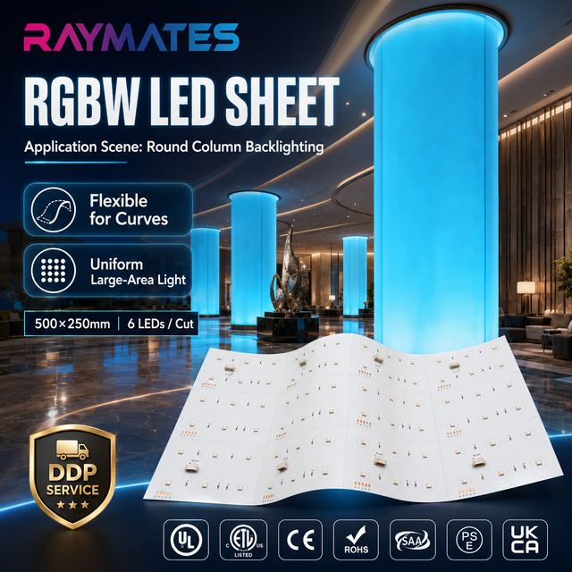 Raymates RGBW Custom Size Under Countertop Ultra Thin Tunemax Backlit Onyx Lumi Stone Backlight Flexible Strips Sheet LED Panel