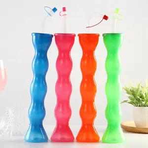 Sıcak satış 16oz uzun boyunlu bardak özel kabarcıklar Daiquiri konteyner plastik Slush Yard fincan tema parkı için