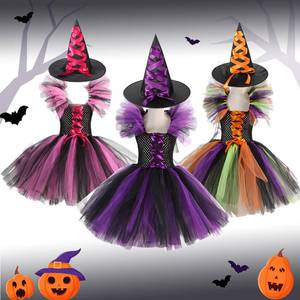 Disfraz de Bruja para Niñas, Vestido Tutú con Traje, Sombrero y Escoba para Fiesta de Disfraces de Halloween - Product Image 1