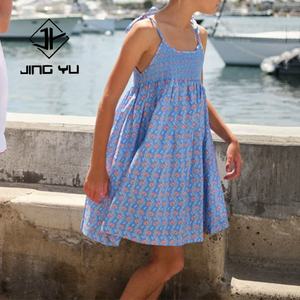 ชุดเดรสลำลองลายพิมพ์จีบระบายแบบสายเดี่ยวผ้ายืดสำหรับเด็กผู้หญิง ออกแบบโดยโรงงาน ผลิตจากผ้าเรยอน รับสั่งทำ - Product Image 3