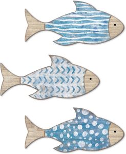 Decoración de pared de peces de madera, tema costero náutico de playa, decoración de madera de peces, arte de pared colgante para el Hogar, baño y dormitorio - Product Image 1