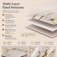 Panneau mural en PVC brillant de haute qualité, effet marbre noir, blanc et or UV, 2,5-3 mm, pour décoration intérieure