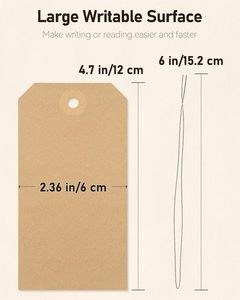 4.7 grande "x 2.36" etichette vuote di spedizione carta Kraft marrone con occhiello rinforzato e filo scrivibili per inventario e valutazione dei prezzi - Product Image 3