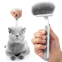 Peigne de toilettage ergonomique antidérapant à manche en bois pour chat, glisse douce, soin sûr de la peau, démêlage, élimination des poils courts/longs
