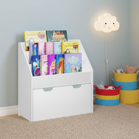 Organisateur de rangement pour livres d'enfants en bois robuste et personnalisé, type tiroir sur pied, écologique, grande capacité pour