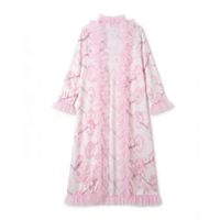 DH ODM Robe de Nuit en Bambou à Imprimé Floral Vintage Romantique, Élégante avec Volants Festonnés, pour le Marché Australien 2026