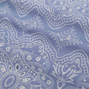 Tissu brodé bleu 100% coton de qualité supérieure avec oeillet <span class=keywords><strong>suisse</strong></span> Voile dentelle tissu de broderie pour robe, mariage - Product Image 2