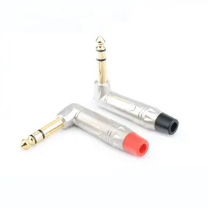 High quality Right angle 6.35mm 3pin 1/4 inch TRS Male Construction 90 degree connector Repair guitar Jack Audio Soldering Plug