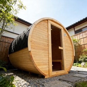 Sauna à baril extérieur 4 personnes au design moderne 2026, <span class=keywords><strong>prix</strong></span> usine, avec générateur <span class=keywords><strong>de</strong></span> vapeur humide pour grande salle <span class=keywords><strong>de</strong></span> vapeur et fonction infrarouge lointain - Product Image 4