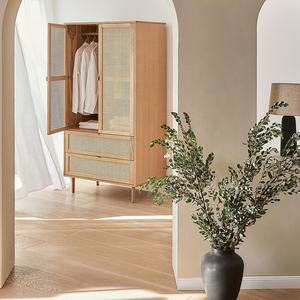 Armoire de rangement moderne en rotin véritable avec tiroirs, combinaisons multiples, pour les jouets et les vêtements des enfants, pour la chambre à coucher, la villa - Product Image 2