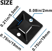 Clips de gestion de câbles muraux en nylon PA66 de 25*25 mm, attaches de câbles, supports de fixation, attaches de câbles en nylon autocollantes