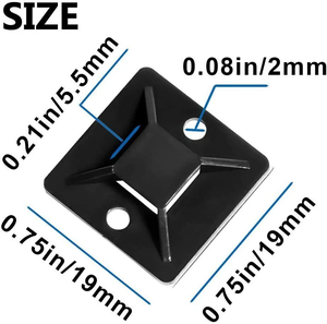 Clips de Nylon PA66 de 25*25mm para Gestión de Cables en Paredes, Abrazaderas, Soportes de Montaje con Base Autoadhesiva, Soportes de Nylon para Cables - Product Image 2