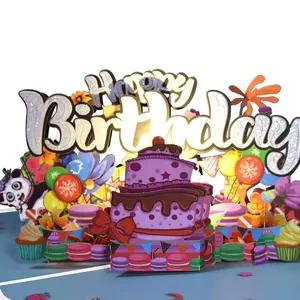 3D 뮤지컬 생일 카드-가볍고 생일 축하 노래 팬더 인사말 카드가있는 생일 선물 카드 팝업