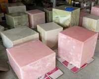 Pierre naturelle de haute qualité, Onyx jaune, pierre de Table d'appoint, Cube de style, pierre de marbre, plinthe
