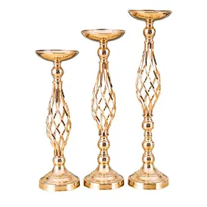 High Quality Wedding Candelabra Flowers Vases Road Lead Table Centerpiece Stand Metal Gold Candle Holders Pillar Candlestick