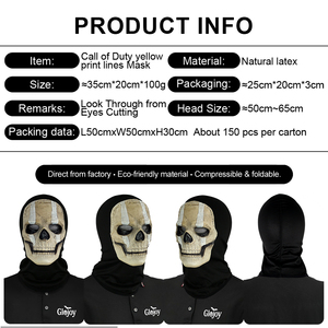 Máscara de Látex con Capucha Amarilla de Doble Línea, Diseño de Esqueleto Demonio, para Halloween, Escape Room, Mascarada, Personalizable - Product Image 2