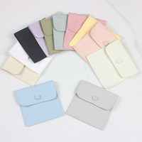 Sacs à bijoux en microfibre en gros avec logo personnalisé, pochettes de rangement pour bracelets et colliers avec bouton-pression