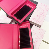 Plateaux d'extensions de cils en velours noir mat effet vison, volume intense, avec logo personnalisé, en soie noire et velours cachemire, vente en gros