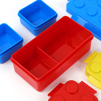Nouveau design Diy Fun créatif Portable micro-ondes en plastique boîte à lunch bento empilé blocs de construction boîte à lunch pour drôle enfants école