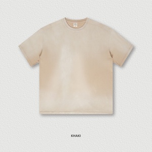 Wholesale 270G Heavyweight 100% Cotton Youth Round Neck Wash Short-sleeved American Street Loose Gradient Trendy Men's T-<b>shirt</b> - Product Image 3