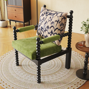 Fauteuil en bois massif antique de fabrication ISO 9001 avec coussin capitonné pour salon, chambre à coucher et salle de séjour - Product Image 6