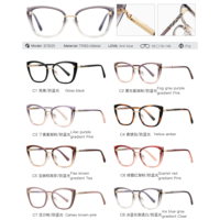 MS 97835 Lunettes Anti-Lumière Bleue pour Femme TR90, Monture Œil de Chat Dégradée, Branches Tendance à Motif Écossais, Finition Polie, Lunettes Polyvalentes