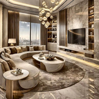 Canapé moderne incurvé sur mesure haut de gamme, design de mobilier de luxe de l'usine de Foshan, mobilier haut de gamme avec base dorée pour projet de villa