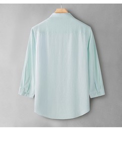 Chemises en lin pour hommes 100% avec nouveau style de mode col <span class=keywords><strong>Mao</strong></span>/Mandarin col montant à manches longues pour l'hiver respirant et élégant - Product Image 6