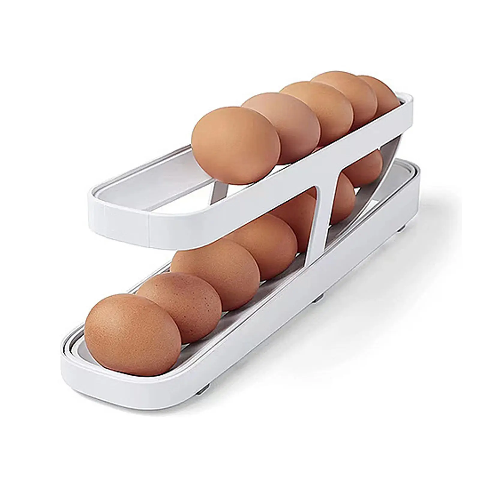 ביצה מחזיק אוטומטי רולינג ביצת אחסון מיכל 2 Tier Dispenser Rolldown מקרר ביצת מתקן למטבח