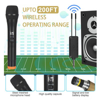 Gran oferta, sistema de micrófono de Karaoke de doble canal, micrófono dinámico de mano inalámbrico UHF para fiestas y material metálico de Iglesia