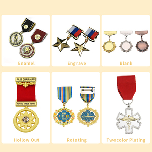 Medaglie Commemorative in Metallo Anticato Multiforme con <span class=keywords><strong>Stelle</strong></span> e Contorni Rotondi, Nastro a Strisce Vintage, per Spedizioni all'Aperto - Product Image 3