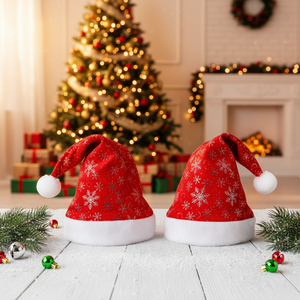 <span class=keywords><strong>Bonnet</strong></span> <span class=keywords><strong>de</strong></span> Noël imprimé <span class=keywords><strong>pailleté</strong></span> en flanelle scintillante avec poudre d'argent, style printemps - Product Image 1