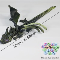 Modèle de dragon volant cornu imprimé en 3D de 58 cm, articulations mobiles, pièce décorative, cadeau artisanal, best-seller transfrontalier