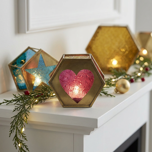 Wholesale Colorful Floral Glass <b>Tea</b> <b>Light</b> <b>Holders</b> with Custom Metal Cutouts for Home Decoration - Product Image 1