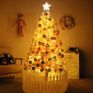 60/120/150/180/210CMピンクスリム人工LEDライトクリスマスツリー装飾ボール付き