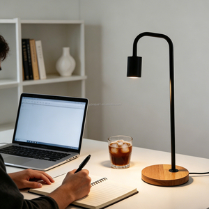 Lampe de lecture minimaliste nordique moderne en bois noir et métal avec LED, protection des yeux, lampe de chevet pour la maison. - Product Image 4
