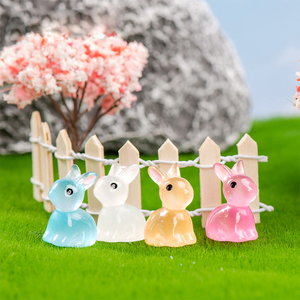 Micro paysage résine artisanat mignon dessin animé lapin Animal fille coeur lumineux idées cadeaux de noël artisanat en gros - Product Image 1