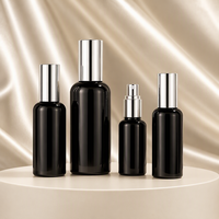 Flacon pulvérisateur en verre noir vide de 100 ml avec bouchon à vis et diffuseur à bâtonnets pour sérum de soin, huiles essentielles et parfum