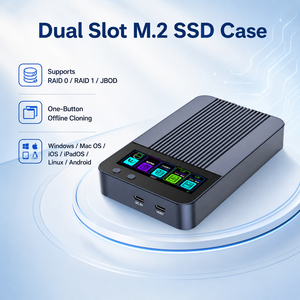 Box esterno Smart Screen Dual Bay M.2 NVMe SSD 20Gbps Type-C con clonazione offline, RAID 0/1, display LCD da 2 pollici, RTL9220DP DEM066 - Product Image 5