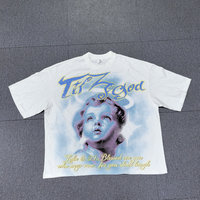 T-shirts de streetwear de luxe surdimensionnés en coton 100% tricoté, imprimés en DTG personnalisés, poids lourd 240 GSM, taille plus, pour hommes